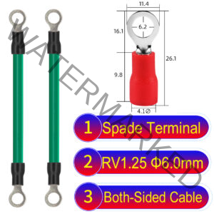 RV1.25 6mm both sided ring terminal 18AWG insulated cable Green connector