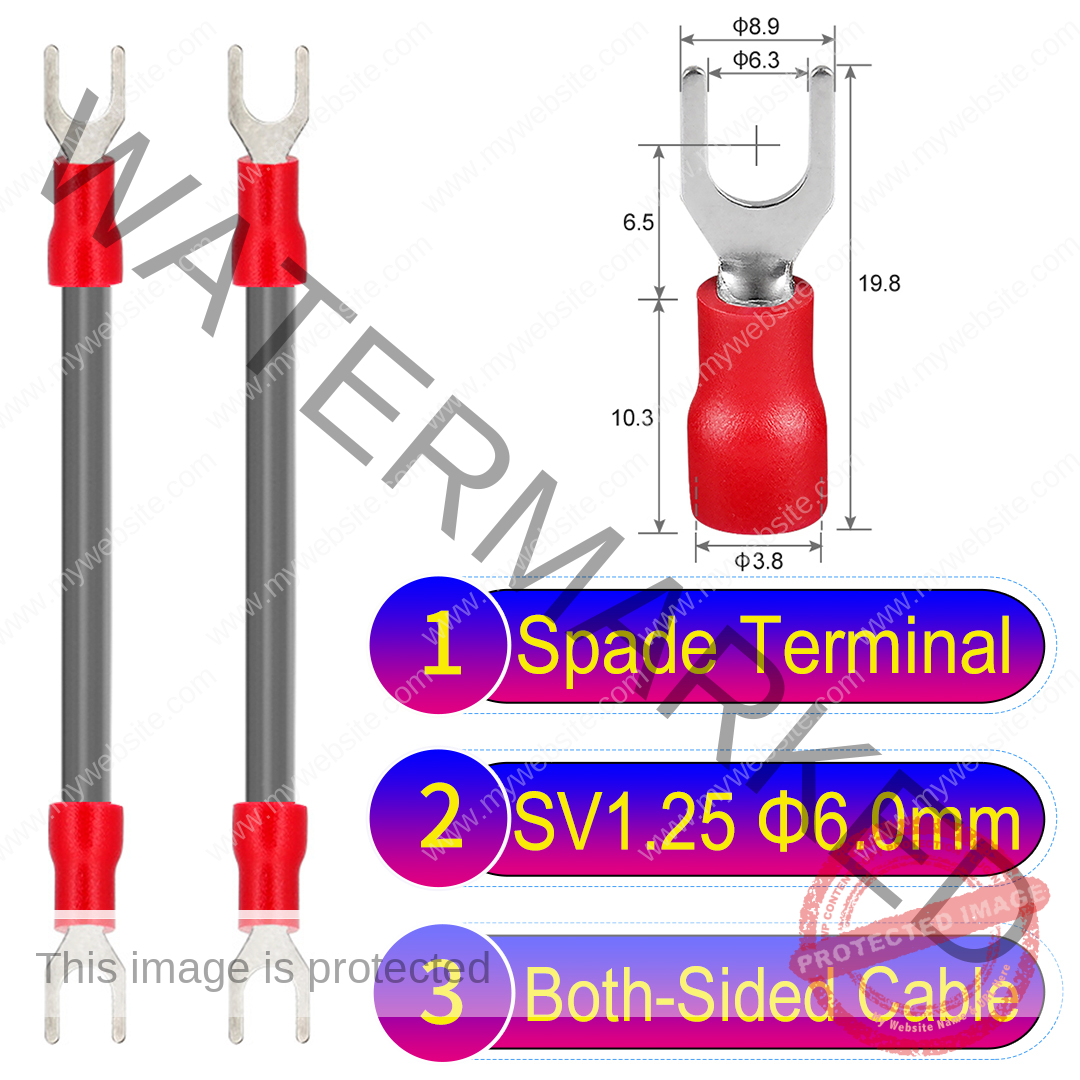 SV1.25 6mm both sided spade terminal 18AWG insulated cable Grey connector