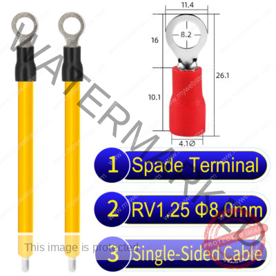 RV1.25 8mm Single-Headed ring terminal 18AWG insulated cable Yellow connector