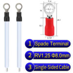 RV1.25 8mm Single-Headed ring terminal 18AWG insulated cable White connector