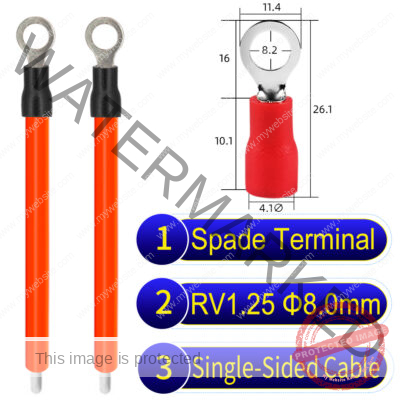 RV1.25 8mm Single-Headed ring terminal 18AWG insulated cable Orange connector