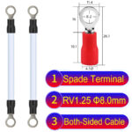 RV1.25 8mm both sided ring terminal 18AWG insulated cable White connector