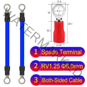 RV1.25 8mm both sided ring terminal 18AWG insulated cable Blue connector