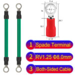 RV1.25 8mm both sided ring terminal 18AWG insulated cable Green connector