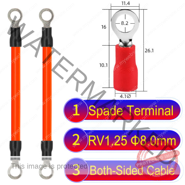 RV1.25 8mm both sided ring terminal 18AWG insulated cable Orange connector