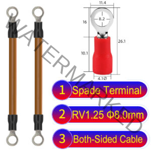 RV1.25 8mm both sided ring terminal 18AWG insulated cable Brown connector