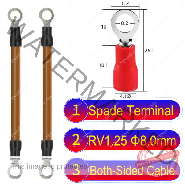 RV1.25 8mm both sided ring terminal 18AWG insulated cable Brown connector