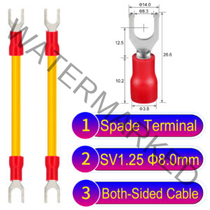 SV1.25 8mm both sided spade terminal 18AWG insulated cable Yellow connector