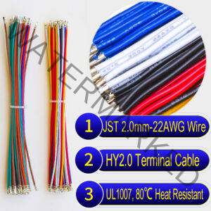 JST HY 2.0mm female pre-crimped terminal cable, 22AWG UL1007 PVC wire