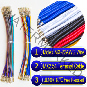 Molex 2.5mm Dupont locking pre-crimped terminal cable 22AWG PVC wire