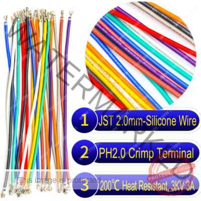 JST PH 2.0mm female pre-crimped terminal silicone cable