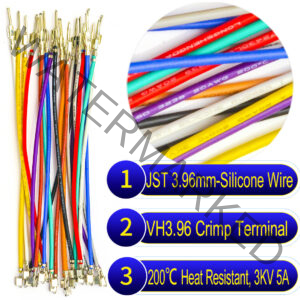 JST VH 3.96mm male-female extension pre-crimped terminal silicone cable
