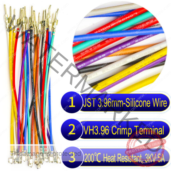 JST VH 3.96mm male-female extension pre-crimped terminal silicone cable