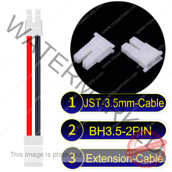 JST BH3.5 2-Pin Male Female Extension Cable 3.5mm PVC Cable