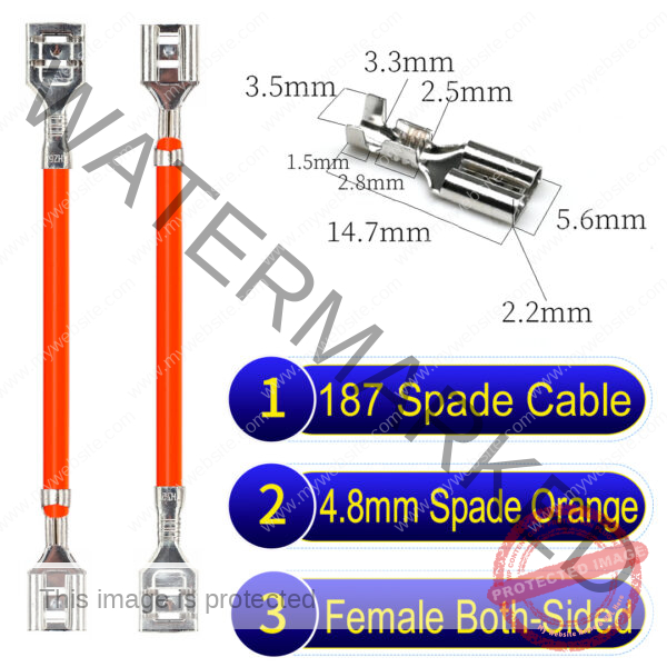 4.8mm spade terminal Cable both sided Orange