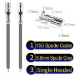 3.8mm spade connectors Single-Headed Cable Grey for wiring projects