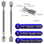 4.8mm spade terminal Cable both sided Grey
