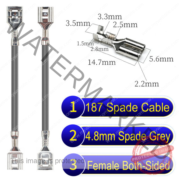 4.8mm spade terminal Cable both sided Grey