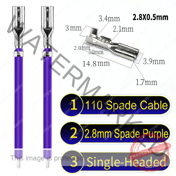2.8mm single-head spade cable Purple