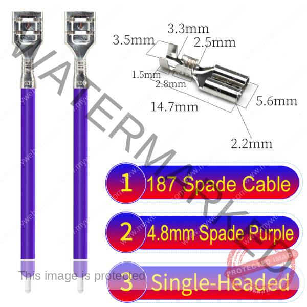 4.8mm single-head spade terminal Cable Single-Sided Purple