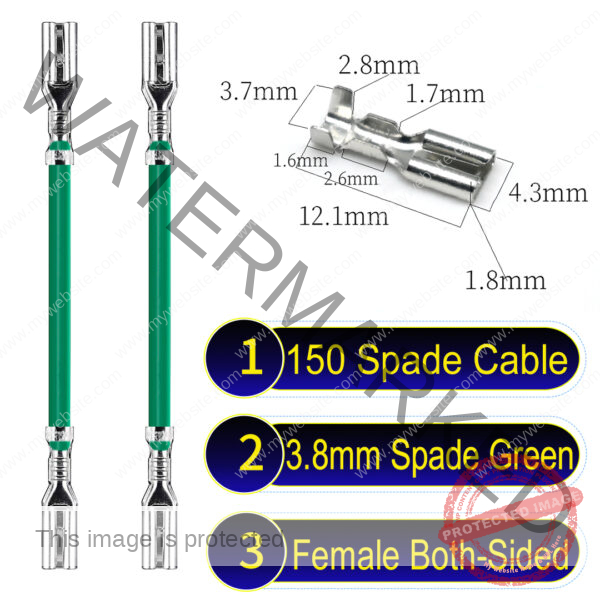 3.8mm spade connectors both sided Cable Green for wiring projects