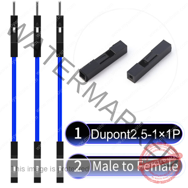 Dupont 2.54mm Male to Female 1Pin Blue Cable