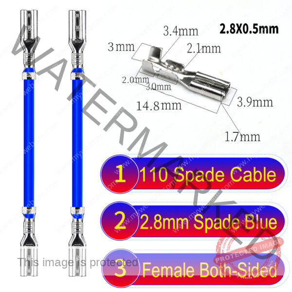 2.8mm both sided spade cable Blue