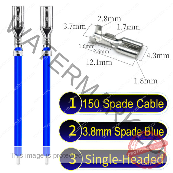 3.8mm spade connectors Single-Headed Cable Blue for wiring projects