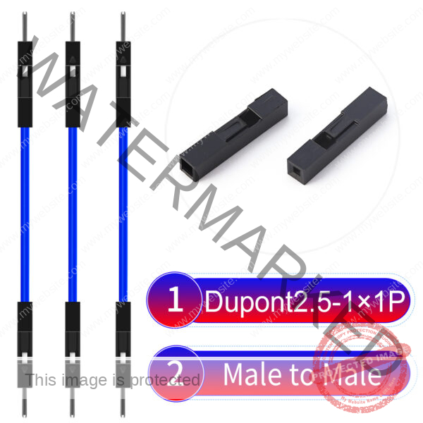 Dupont 2.54mm Male to Male 1Pin Blue Cable