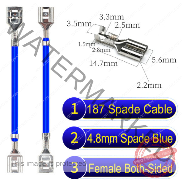 4.8mm spade terminal Cable both sided Blue