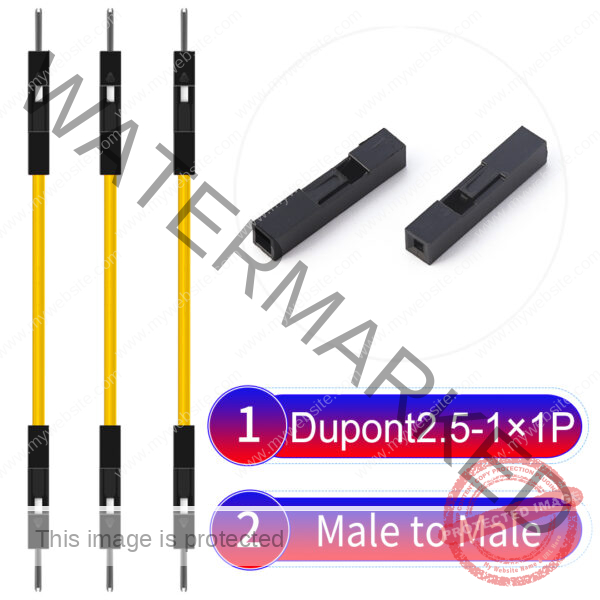 Dupont 2.54mm Male to Male 1Pin Yellow Cable