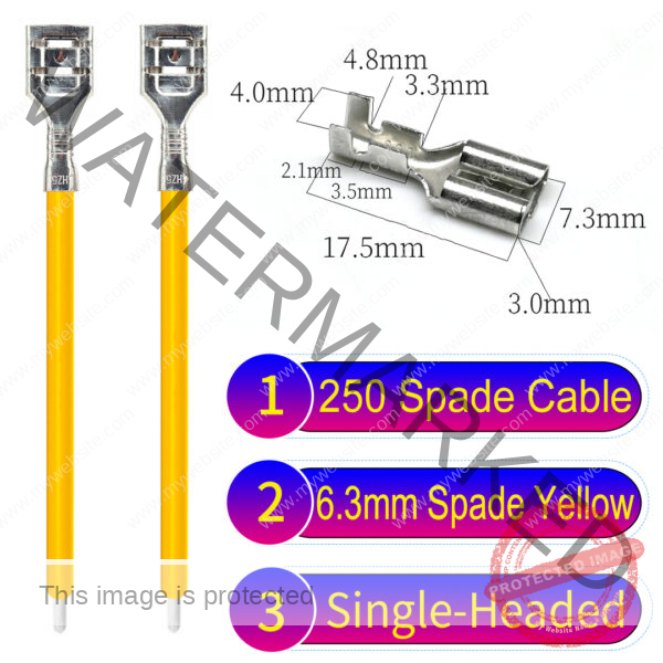 6.3mm spade terminals Cable Single-Sided Yellow