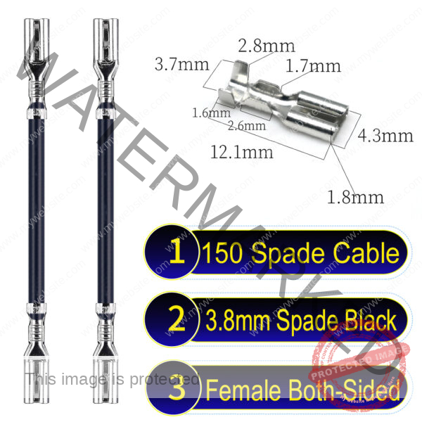3.8mm spade connectors both sided Cable Black for wiring projects