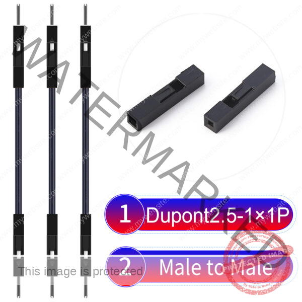 Dupont 2.54mm Male to Male 1Pin Black Cable