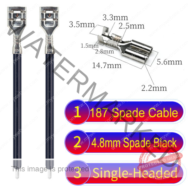 4.8mm single-head spade terminal Cable Single-Sided Black